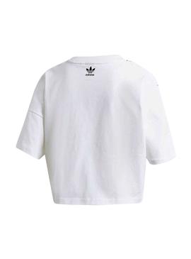 Camiseta Adidas Big Trefoil Crop Blanco para Mujer