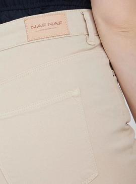 Pantalon Naf Naf Botones Beige Para Mujer