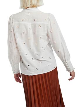 Blusa Naf Naf Troquelados Blanco Para Mujer