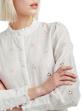 Blusa Naf Naf Troquelados Blanco Para Mujer