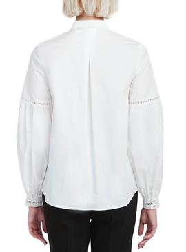 Blusa Naf Naf Blanca Mangas Abullonadas Para Mujer