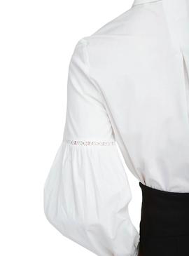 Blusa Naf Naf Blanca Mangas Abullonadas Para Mujer