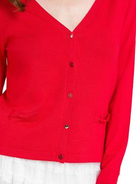 Chaqueta Naf Naf Botones Pedrería Rojo Para Mujer