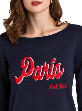 Jersy Naf Naf Paris Marino Para Mujer