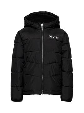 Cazadora Levis Acolchada  Sherpa Hood Negro Niño