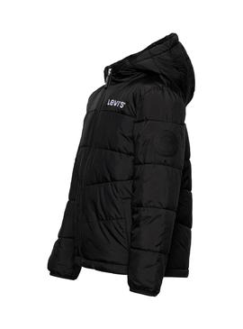 Cazadora Levis Acolchada  Sherpa Hood Negro Niño