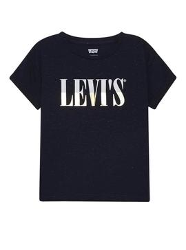 Camiseta Levis Logo Brillo Marino Para Niña