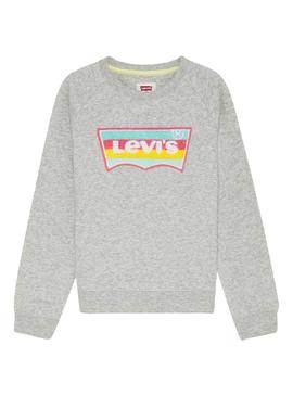 Sudadera Levis Gris Logo Multicolor Para Niña