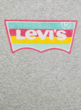 Sudadera Levis Gris Logo Multicolor Para Niña