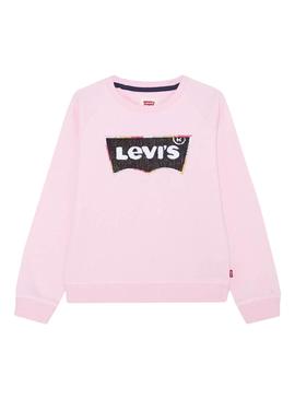 Sudadera Levis Rosa Logo Para Niña