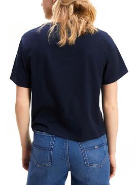 Camiseta Tommy Jeans Signature Logo Azul Mujer