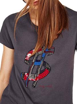 Camiseta Pepe Jeans Linsey Gris Para Mujer