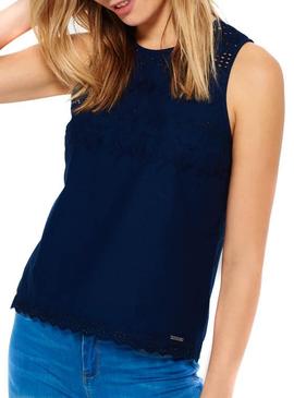 Top Superdry Broderie Azul