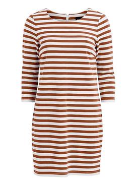 Vestido Vila Tinny Rayas Camel Mujer