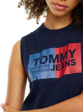 Vestido Tommy Jeans Logo Tank Marino Mujer