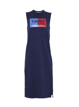 Vestido Tommy Jeans Logo Tank Marino Mujer