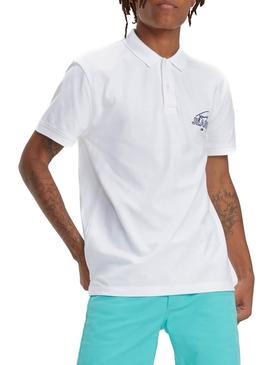 Polo Tommy Jeans Solid Graphic Blanco Hombre