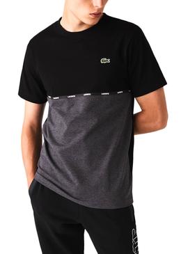 Camiseta Lacoste Bicolor Negro y Gris para Hombre