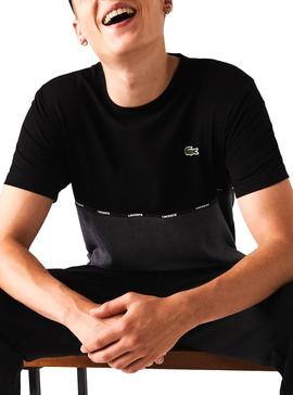 Camiseta Lacoste Bicolor Negro y Gris para Hombre