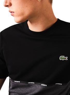 Camiseta Lacoste Bicolor Negro y Gris para Hombre