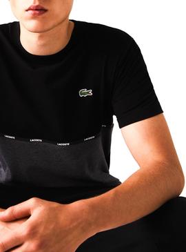 Camiseta Lacoste Bicolor Negro y Gris para Hombre