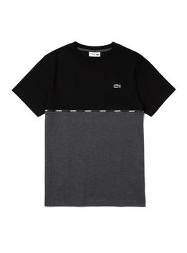 Camiseta Lacoste Bicolor Negro y Gris para Hombre