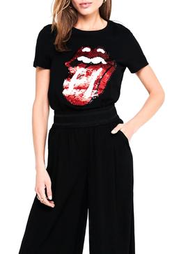 Camiseta Only Rolling Stones Negro para Mujer
