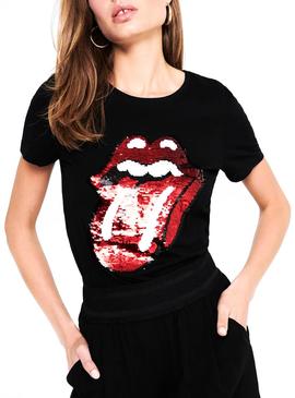 Camiseta Only Rolling Stones Negro para Mujer