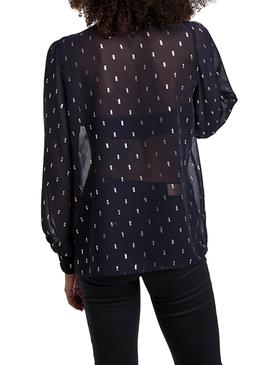 Blusa Naf Naf Marino Semitransparente Marino Mujer