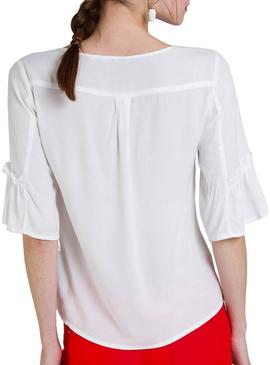 Blusa Naf Naf Volantes Blanco Para Mujer