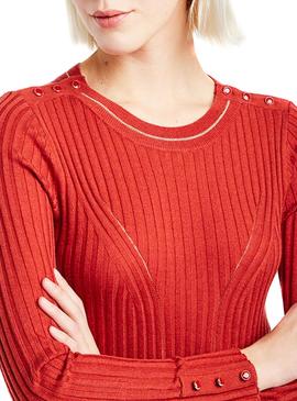 Jersey Naf Naf Ajustado Botones Terracota Mujer