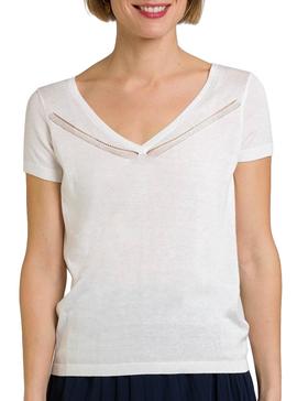 Jersey Naf Naf Troquelados Blanco Para Mujer