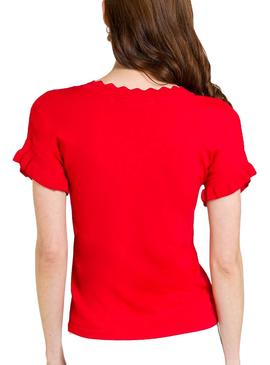 Jersey Naf Naf Volantes Rojo Para Mujer