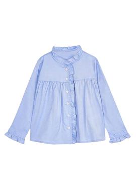 Blusa Mayoral Volante Azul Para Niña