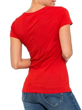 Camiseta Tommy Jeans Essential Slim Rojo Mujer