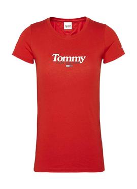 Camiseta Tommy Jeans Essential Slim Rojo Mujer