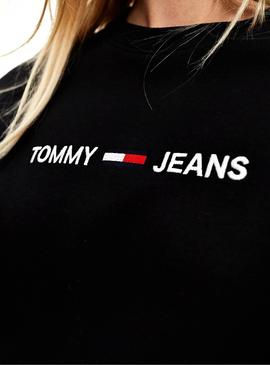 Camiseta Tommy Jeans Linear Logo Negro para Mujer