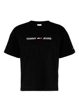 Camiseta Tommy Jeans Linear Logo Negro para Mujer