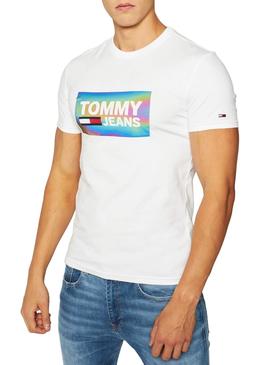 Camiseta Tommy Jeans Iridiscente Blanco Hombre