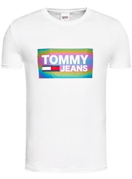 Camiseta Tommy Jeans Iridiscente Blanco Hombre