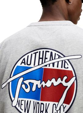 Camiseta Tommy Jeans Retro Gris para Hombre