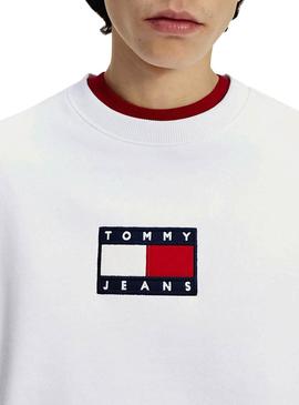 Sudadera Tommy Jeans Small Flag Blanco para Hombre