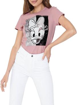 Camiseta Only Donald Daisy Rosa Para Mujer