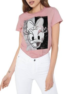 Camiseta Only Donald Daisy Rosa Para Mujer