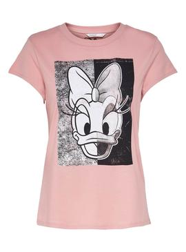 Camiseta Only Donald Daisy Rosa Para Mujer