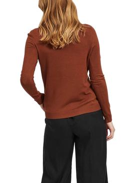 Jersey Vila Vibolonia Rollneck Marrón Para Mujer