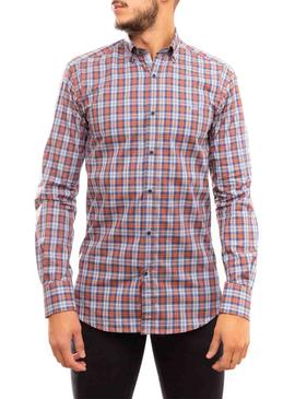 Camisa Klout Cuadros Naranja y Azul para Hombre