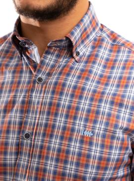 Camisa Klout Cuadros Naranja y Azul para Hombre