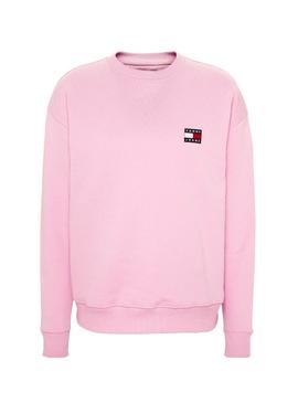 Sudadera Tommy Jeans Badge Rosa Mujer