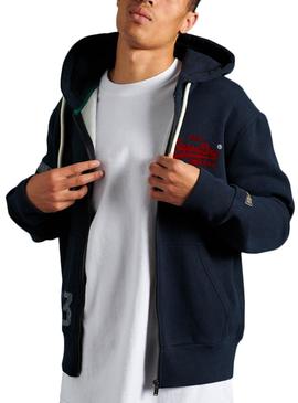 Sudadera Con Cremallera Superdry Varsity Marino Ho